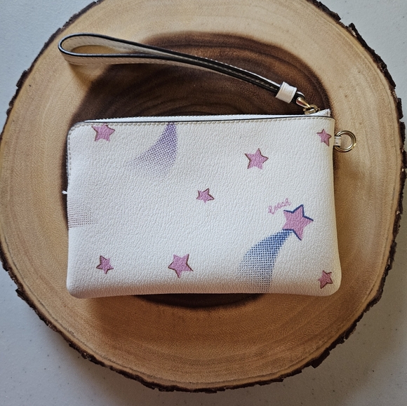 COACH Corner Zip Wristlet Disco Star Print - Picture 2 of 6